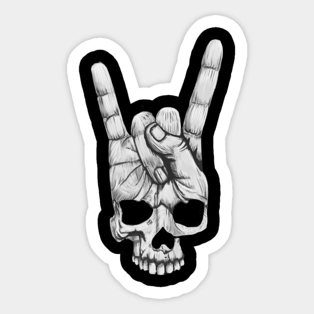 Rock On Hand-Skull Sticker by Mystik Media LLC